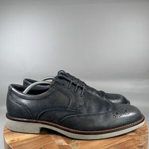 ECCO Biarritz Mens Oxfords Sz EU 44 US 10 Blue Leather Lace Up Low Top